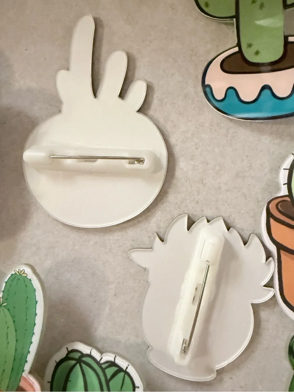 Acrylic Cacti and Succulents Pins or Brooches Lot of Twelve